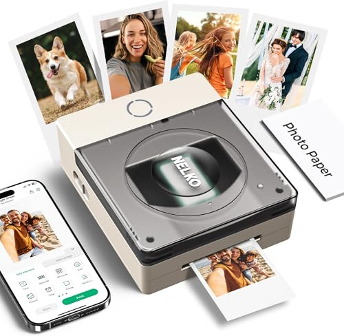 Nelko Impresora Fotográfica Portátil PP02, Bluetooth, Resolución 600 dpi, Edición vía App, Color Marfil
