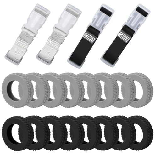 Quorumsg 16 Piezas Funda Ruedas Maleta Silicona, Ruedas para Maletas de Viaje Antideslizantes, Fundas para Ruedass de Maleta avec 4 Cinta para Maletas de Viaje, para Suitcase o Wheels Silla Oficina