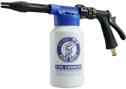 HVAC Guys Coil Cannon | AC Coil Cleaner Automatic Foaming Mixing Sprayer | Compatible with All Cleaners & Chemicals | 5 Dilution Ratios
