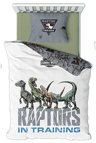 Aymax Jurassic World Bettwäsche-Set, Baumwolle Bettbezug 140 x 200 cm Kissenbezug 65 x 65 cm, Raptors