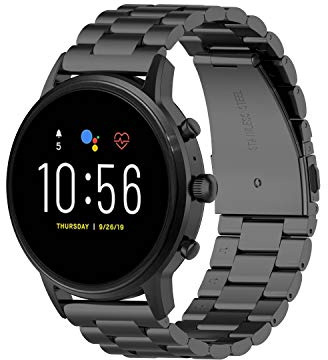 Chofit Bracelet en métal compatible avec Fossil GEN 6/Gen 5E - Bracelet de rechange en acier inoxydable pour montre intelligente GEN 6/Gen 5E (22 mm, noir)