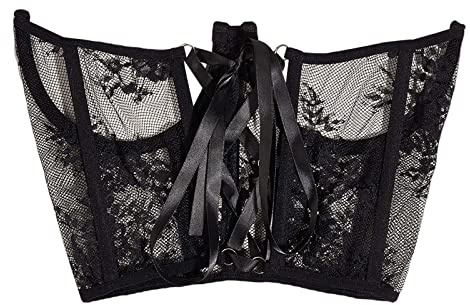 LOVIVER Dentelle Ceinture de Mode Cravate Dos Corset Coupe Ouverte Décoratif Réglable À Lacets Underbust Underboob Taille, noir