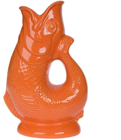 Gurgly Iconica Brocca Arancione Glug Grande 28cm 1.4L – Brocca per Acqua da Pesce, Vaso Decorativo per Pesci, Ornamento, Caraffa