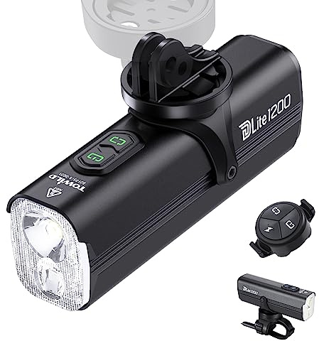 towild 1800 Lumen Luci Bici, Luce Anteriore Intelligente Bicicletta a Doppia Sorgente Luminosa Faro Bicicletta LED Tipo C Ricaricabile da 5000mAh Supporta l'installazione Inversa, DLite1800