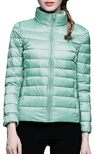 Damen Jacke Winter Damen Winter Dünner und Leichter Daunenmantel Lässiger Daunenmantel Schlanke Steppjacke Wolljacke Damen Winter 46 (Mint Green, M)