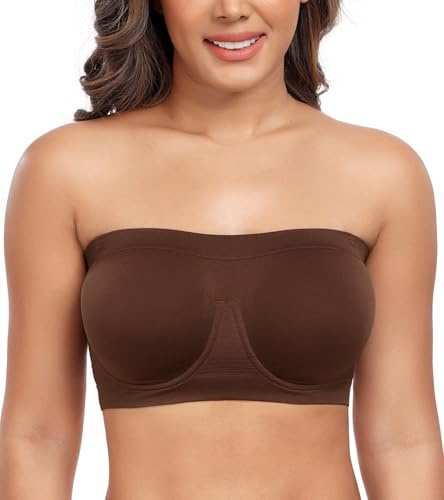 DotVol Sujetador sin Tirantes con Aros Multiposiciones para Mujer L,Marrón