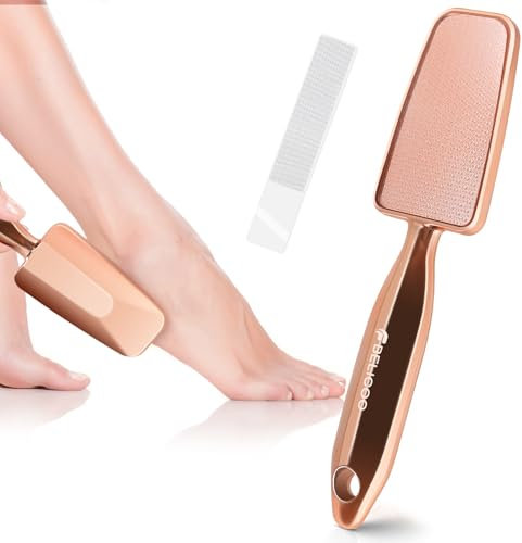 BELICOO Nano Glas Fussfeile und Hornhautentferner, Doppelseitig Fußfeile Hornhautraspel, Starke Hornhaut Tote Haut Fuß Schaber, Kann auf nassen oder trockenen Füßen verwendet werden (Roségold)