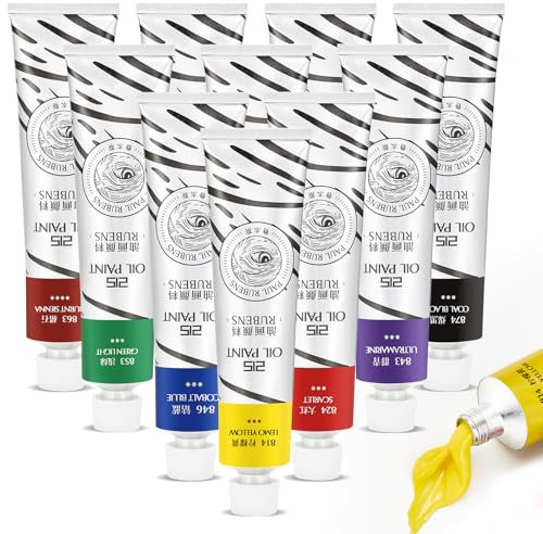 Paul Rubens Ölfarben Set, 10 Tuben à 170 ml, 10 Leuchtende Farben hochwertiger Künstler-Ölfarben, mit Ausgezeichneter Haltbarkeit und Deckkraft der Ölfarbe, Geeignet für Studenten, Künstler, Anfänger