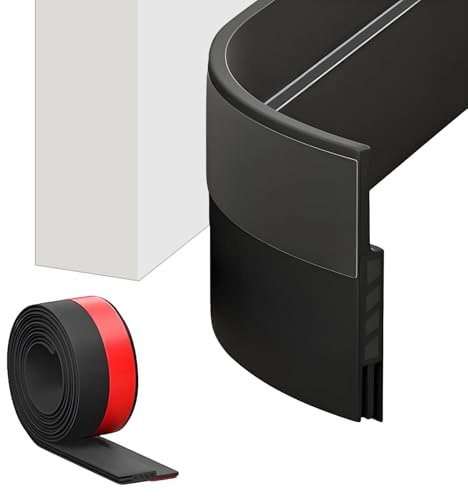 xiluuyou Burlete Puerta Entrada, Burlete para Puertas de Entrada, Bajo Puerta Autoadhesivo de Goma de Silicona para Antipolvo, Aislamiento Acústico, Viento, Agua e Insectos(100CM, Negro)