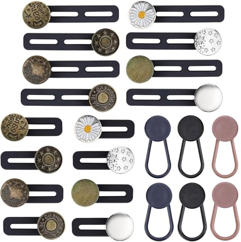 22 piezas de extensión para cintura de pantalones, botones ajustables para pantalones, aumento de la circunferencia de la cintura, resistentes y resistentes