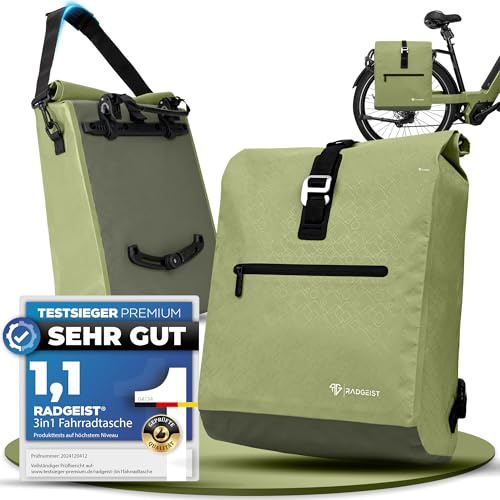 RADGEIST 2in1 Fahrradtasche für Gepäckträger - Gepäckträgertasche 100% wasserdicht, Radtasche für Damen & Herren, Umhängetasche & Gepäcktasche für Fahrrad 20L