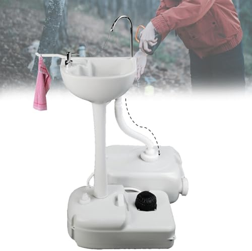 Station de lavage des mains portable avec capacité d'eau de 17 L, porte-serviettes et distributeur de savon pour événements en plein air, camping et chantiers