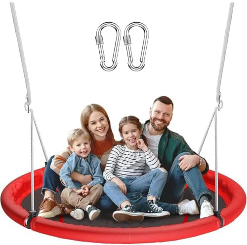 Altalena a nido per esterni, 110 cm, portata fino a 150 kg, altalena rotonda per bambini e adulti, telaio in acciaio stabile, seduta impermeabile in PP, con moschettone, adatta per giardino e interni