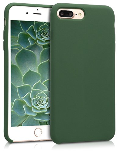 kwmobile Case Compatible with Apple iPhone 7 Plus/iPhone 8 Plus Case - TPU Silicone Phone Cover with Soft Finish - Dark Green