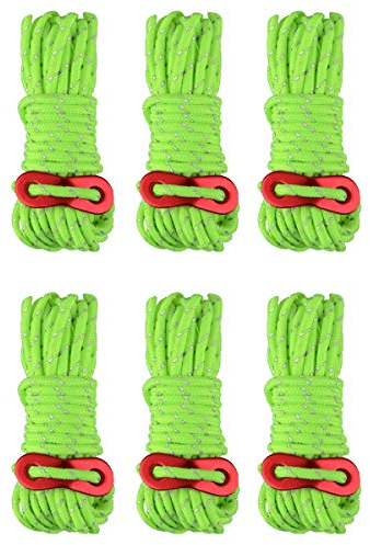 TRIWONDER Reflektierende Abspannseile mit Seilspanner 4m, Φ 4mm Nylonschnur Paracordseil für Zelt, Zeltplane, Camping (Fluoreszierendes Grün)