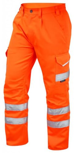 Atomic Workwear Deluxe Hi-Vis Cargo Trouser with Internal Kneepad Pocket (Waist 36 Short Leg, Orange)