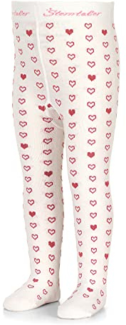 Sterntaler Baby - Mädchen strømpebukser hjerter Strumpfhose, Ecru, 80 EU