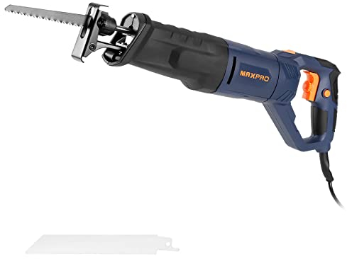 MAXPRO Professional Scie Sabre, 850W Scie Égoïne Électrique, 0-2800 RPM Vitesse Variable, Profondeur de Coupe: 5mm (Métal), Course de Coupe 28mm, poignée pivotante (gauche et droite 90º), LED