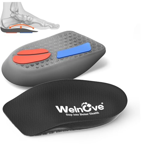 Fasciite plantaire Inserts talon pour douleur au talon - Welnove coussin talon antidérapant bumps absorbant les chocs pour éperons talon pieds plats - Inserts talon pour femmes 37-42 hommes 35-38.5