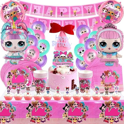 Addobbi Lol per Festa di Compleanno - Set Stoviglie, Decorazioni, Palloncini in Alluminio - Kit Completo per Bambina