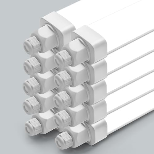DXLIGHTING 10 Stück Feuchtraumleuchte LED 36W 3600LM 115cm IP65 Wasserfest 4000K Neutralweiß Deckenleuchte Verknüpfbar Wannenleuchte für Keller Garage Büro Bad Warenhaus Werkstatt