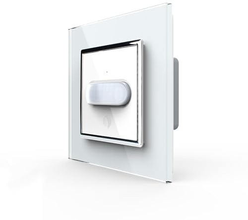 LIVOLO Touch PIR Bewegungsmelder Sensorschalter Unterputzmontage Glasrahmen Automatisch 10 Meter Sensor Temperatur Umgebung Timer VL-C7-01RG-11 Weiß