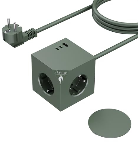PD20W Power Steckdosenwürfel mit 3 USB, Magnetischer Fuß Würfel Mehrfachsteckdose, 6-in-1 steckdosenleiste mit Schalter, 3680W/16A Power Cube Wandsteckdose Steckdosenadapter für Büro,Hause