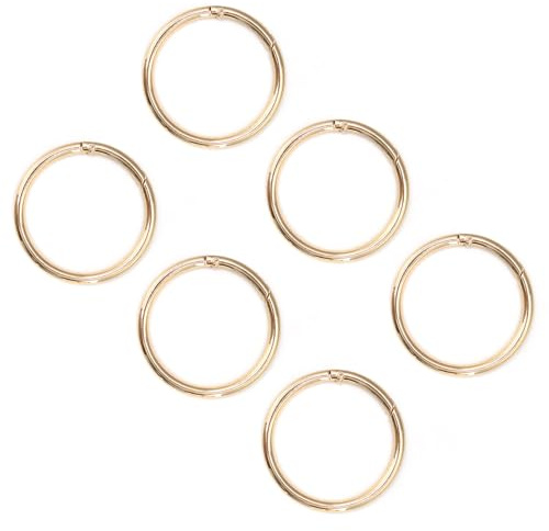 CHSEROK Moschettone Rotondo, 6 Pezzi di Grandi Dimensioni Scatto Molla Rotonda, Lega di Zinco O Anello Moschettone, Oro Chiaro, Diametro Esterno 60 mm, per Portachiavi, Artigianato, Decorazioni
