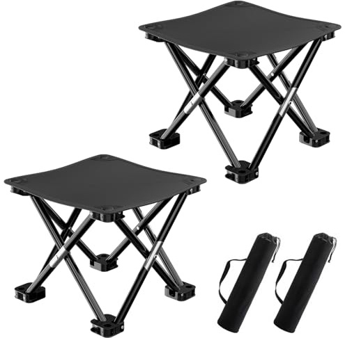 Folding Stool,Camping Stools,Collapsible & Stable with Carry Bag, Fishing Seats,Foldable Chairs Outdoor Backpack Garden Stools,Lightweight Perfect for Picnics,Fishing & Hiking 33 * 33 * 33cm（2PCS)