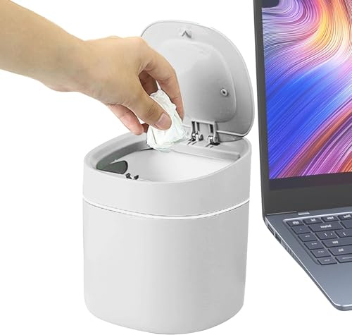 Xinhuju papelera de oficina | Papelera de oficina con tapa a presión | Organizador de residuos para bastoncillos de algodón cosméticos, papelera para baño, dormitorio, sala de estudio, WC