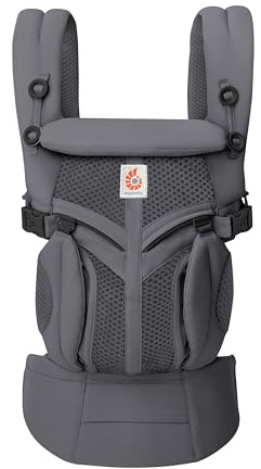 Ergobaby Mochila Portabebé Ergonómica Omni Classic Mesh 4-Posiciones de Porteo, Porta Bebe con Soporte Lumbar, Charcoal Grey