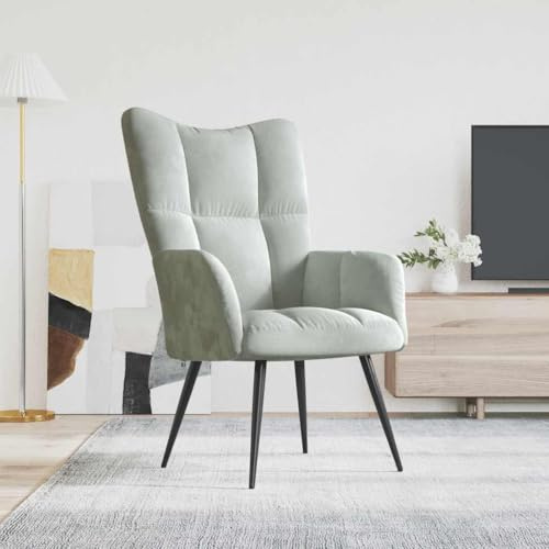 Mimdixy Poltrona massaggiante per TV, poltrona lounge,Poltrona relax, velluto grigio chiaro,Per soggiorno, camera da letto, home cinema,Veloce da installare