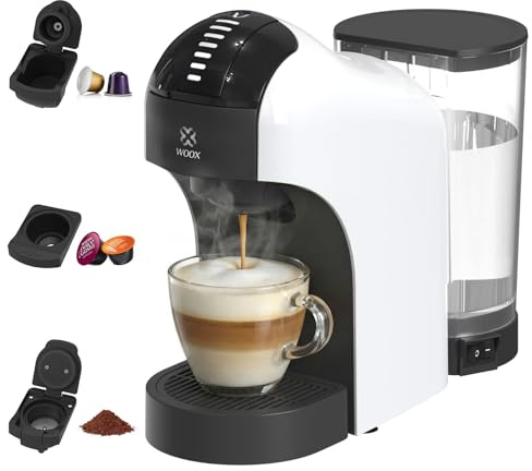 WOOX Kapselmaschine 3-in-1, 20 Bar, 1400W, Kompakte Kaffeemaschine für Nespresso, Dolce Gusto, K-fee und Kaffeepulver, 850ml Wassertank, Abschaltautomatik