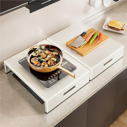 SHAARI Plaque De Recouvrement Pour Cuisinière À Gaz, Étagère Plaque À Induction, Matériau En Acier Inoxydable, Agrandit Votre Espace Cuisine(40x44cm)