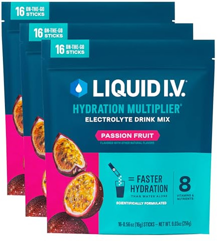 Liquid I.V.® Hydration Multiplier - Passion Fruit | Electrolyte Powder Drink Mix | 3 Pack (48 Servings)