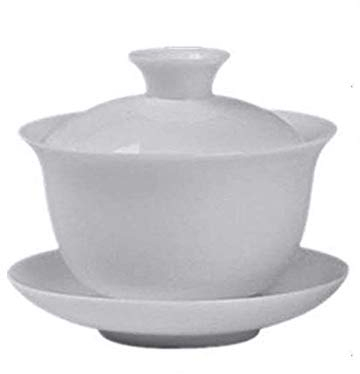 Gaiwan White Glaze Porcelain Teacup kung Fu Tea Service Set for Home Office Decoration (100ml)