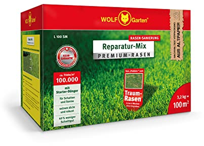 Wolf-Garten | Reparatur-Mix Premium-Rasen mit Starter-Dünger L 100 SM für 100m²; 3810026