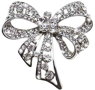 EMSea Noeud Papillon Broche Argent Strass Noeud Broche Métal Bowknot Broche Broche en Style Vintage Bijoux Décoration pour Femme Filles Vêtements Chapeaux Foulards Sacs