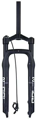 HIMALO Fourche À Suspension pour Vélo De Neige 26x4.0'' Fat Fourche À Air VTT 110mm Voyage 28.6mm Tube Droit Fourche E-Bike QR 9x135mm Verrouillage À Distance (Color : Black)