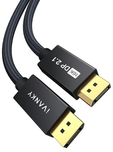 IVANKY 80Gbps 16K Displayport Cable 10ft, Long DP 2.1 Cable [16K@60Hz, 8K@120Hz, 4K@240Hz/165H, 2K@360], Display Port 2.1 Support HDR10, HDCP 2.2, DSC 1.2a for 3090 Graphics/Gaming Monitor/TV, 10FT