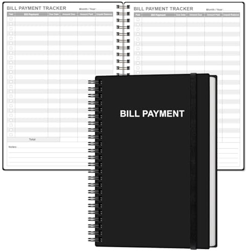 Bill Payment Tracker Notebook - Monthly Bill Organizer & Planner for Personal Budgeting Financial, Payments Checklist Organizer, 5.8 x 8.5, Black