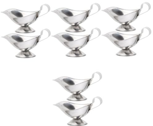 8 Pcs Stainless Steel Gravy Boat with Spout, 5Oz Sauce Container for Gravy, Salad Dressings, Cream, Compact and Ergonomic Design, Ideal for Home Dining, Outdoor Barbecues and Picnics