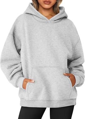 Jhsnjnr Huvtröja för kvinnor, oversize tröja, sport, långärmad, fleecefodrad sweatshirt med huva, enfärgad, basic huvtröja
