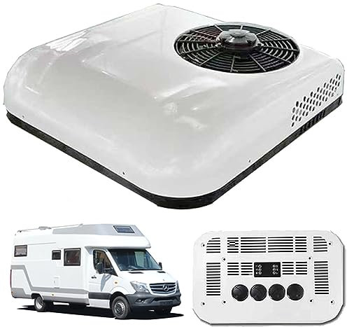 BrightFootBook Aire Acondicionado para Caravana - 12V/24V Aire Acondicionado de Techo para MonovolúMenes, Camionetas, Autocaravanas, Camiones, VehíCulos AgríColas, Excavadoras,White12V