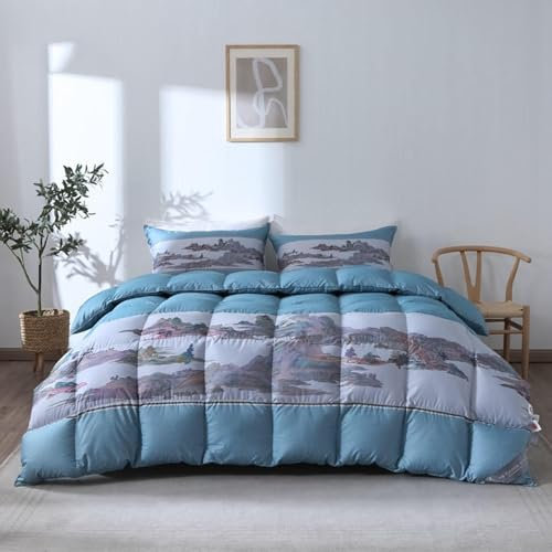 Piumino Queen Size | Inserto Piumino per Tutte Le Stagioni | Potere di Riempimento 800, Tessuto in Morbido Cotone | Soffice Calore Stampa Piumino D'Oca Piumino da Letto per Dormire,B-200X230CM