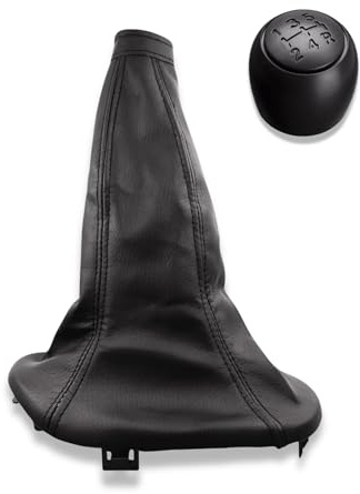 1neiSmartech Pomello e Cuffia Leva Cambio in Similpelle con Ghiera di Ritenzione Compatibile con Fiat 600 Seicento 1998-2010 OE 735249804 con Bottone Metallo e Chiusura con Felcro