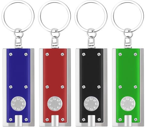 flintronic Mini Lampe de Poche Porte-Clés, Lot de 4 Lampe Torche LED Portable, Petite Porte-Clés Torcheen Aluminium,avec 12 Piles AAA, pour Extérieur, Camping, Randonnée, Urgences, Coupure de Courant