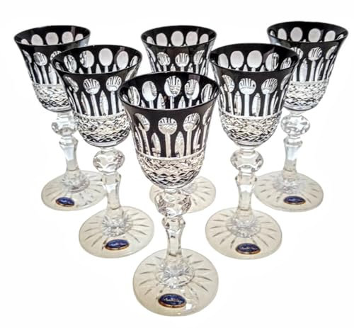 Marika Lot de 6 verres à liqueur en cristal exclusifs 60 ml – Verres faits à la main et gravés pour liqueurs et sherry – Lot de 6 verres élégants – Verre en cristal de qualité supérieure avec design