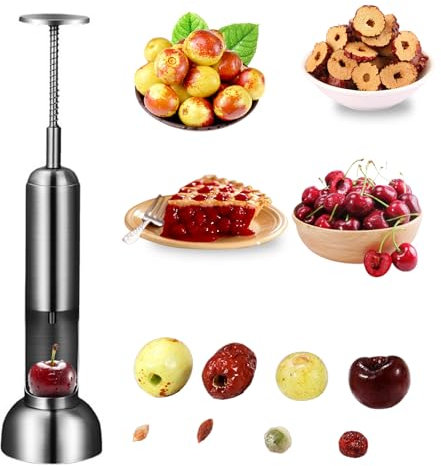Welhammsae Denocciolatore per Ciliegie in Acciaio Inossidabile, Pressa Denocciolatrice, Rimuovi Noccioli, Multifunzionale e Professionale, Adatto per Uva, Mirtilli e Giuggiole