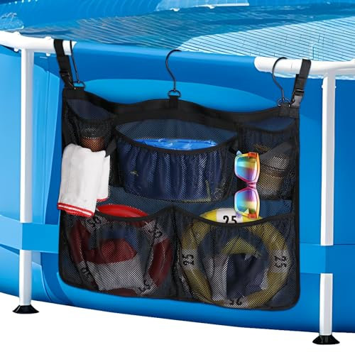 YIZHIXIANGQ Cesta de Almacenamiento para Piscina, Bolsa de Almacenamiento para Piscina, Cesta de Almacenamiento Junto a la Piscina, Negro, Accesorio para Piscina sobre el Suelo